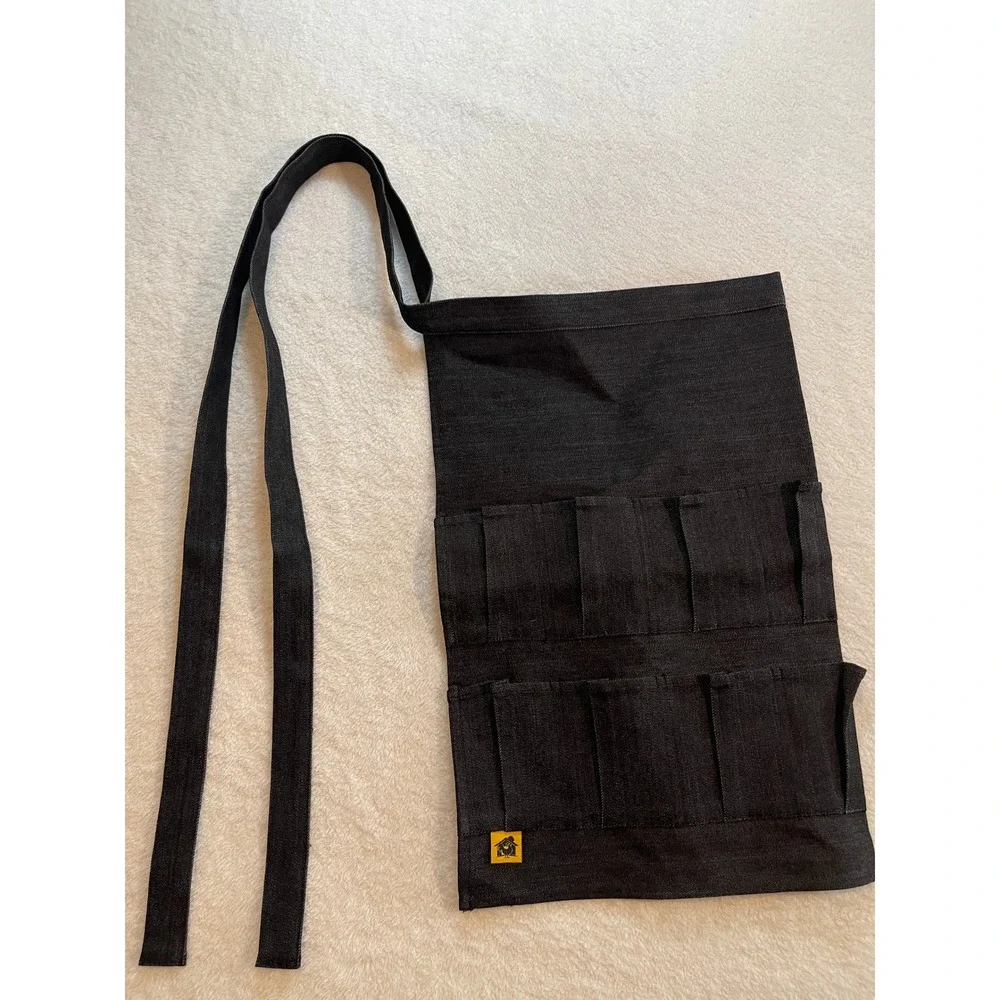 Black Denim Egg Gathering Apron Multi Pocket Garden Waist Apron Farmhouse Style